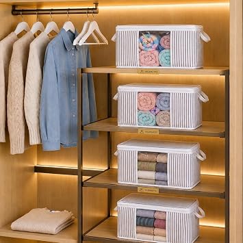 Medium Size Luxury Window Sweater-Pike-Blanket Hurcu Cabinet Organizer Hurch 40 x 30 x 30 cm - 4 Pieces (White)