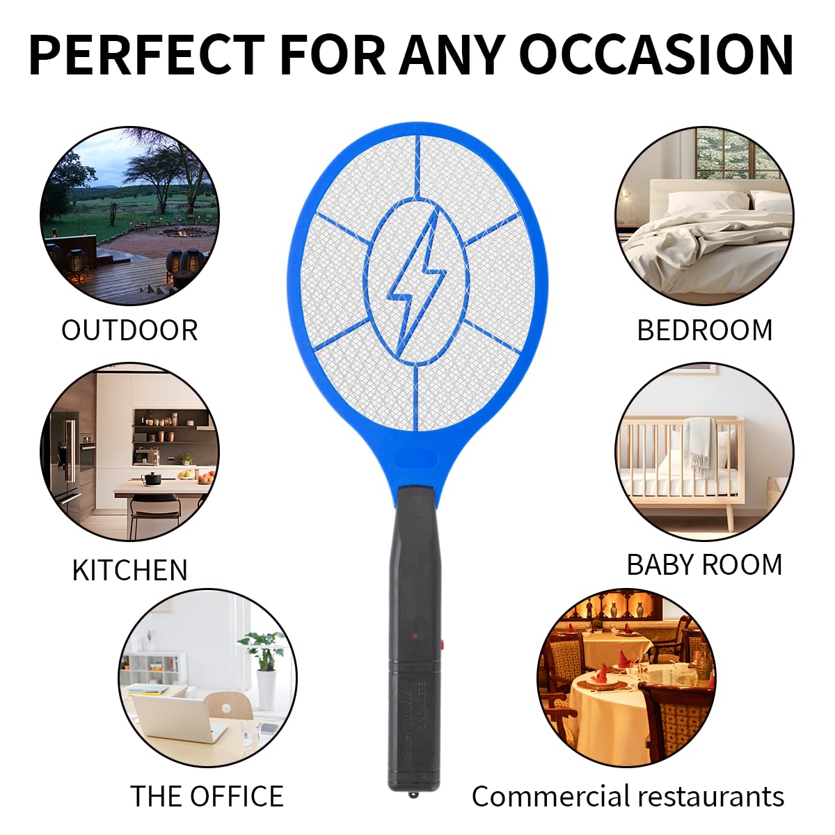 ZhouHe - Paquete de 2 matamoscas eléctrico, matamoscas a pilas, matamoscas para interiores y exteriores, para control de plagas para interiores y exteriores, exterminador de mosquitos e insectos (rojo 7