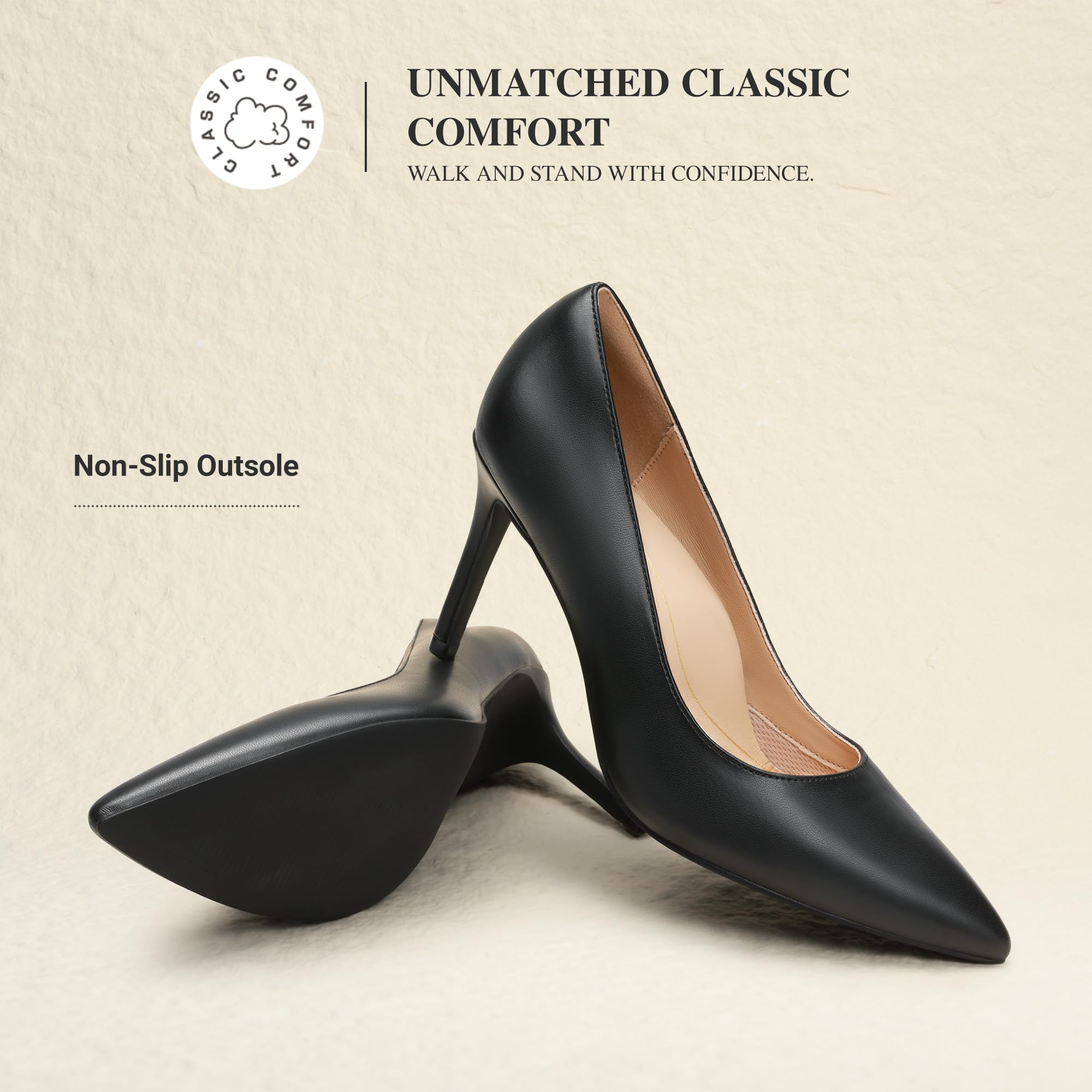 DREAM PAIRS Scarpe Tacco Spillo Donna Lavoro | Tacco spillo 8,5 cm, punta affusolata, supporto arco, suola antiscivolo, eleganti per ufficio.