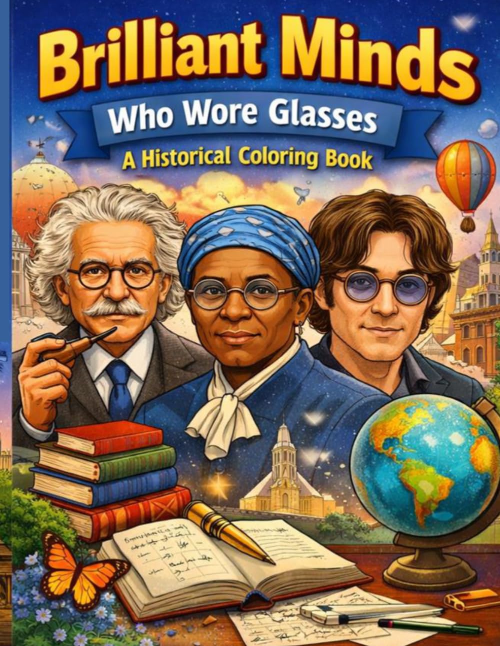 Brilliant Minds Who Wore Glasses: A Historical Coloring Book: Inspiring Inventors, Writers, Leaders & Visionaries Brought to Life Through Creative Coloring