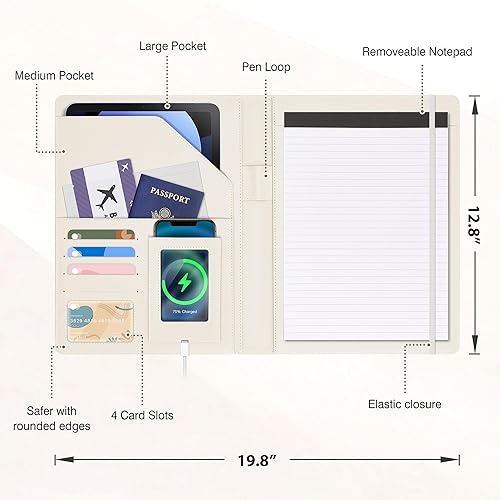 Vista 60 de Ospelelf Folio portapapeles con bloc de notas y bolsillo de cuero para almacenamiento de portapapeles para mujeres Tarotcards negras