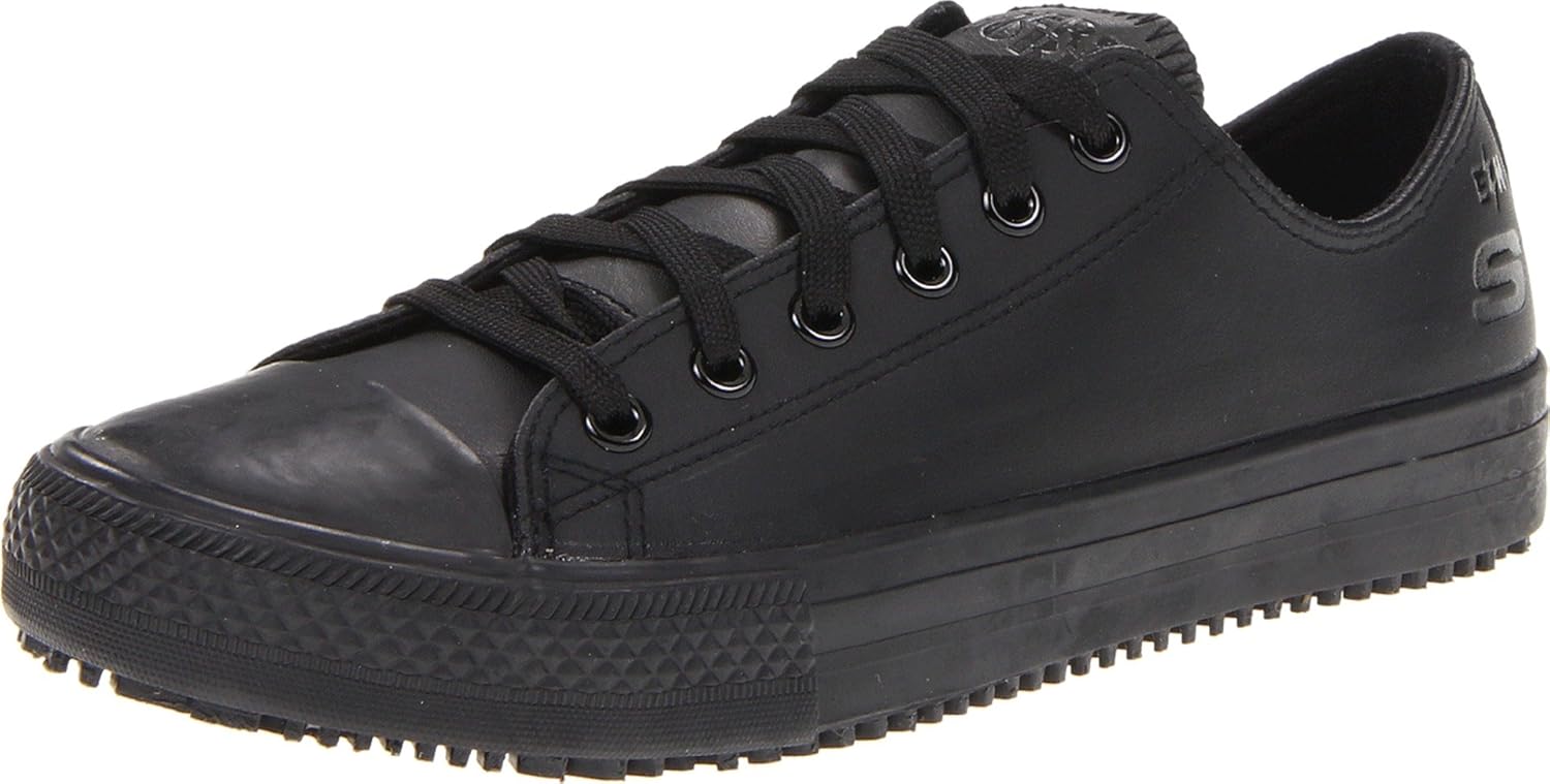 Skechers for Work Women's Gibson-Hardwood Slip-Resistant Sneaker, Black, 7.5 M US
