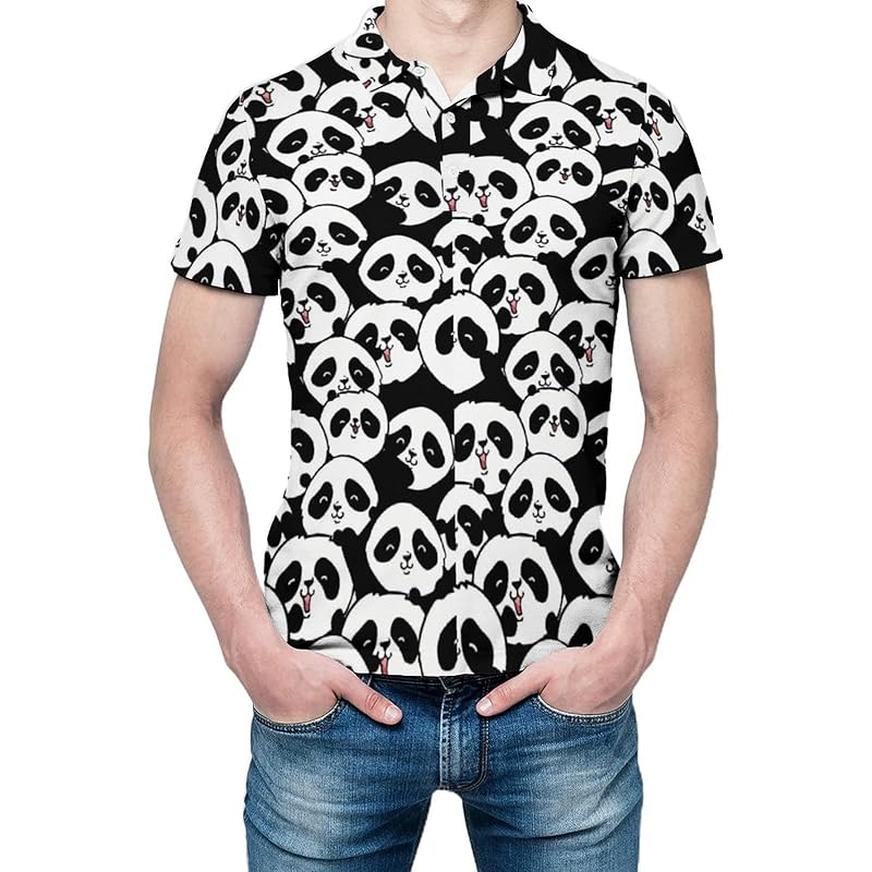 服 ファッション小物 省スペース 洗える おしゃれ ポロシャツ 半袖シャツ パンダ イラスト ニヤニヤ 可愛い ｔシャツ メンズ 吸汗速乾 柔らかい 夏 Uvカット スリム ポリエステル ビジネス風 おしゃれ ゴルフシャツ 通気性 襟付き プリント メッシュ 通学 S 2xl 快適