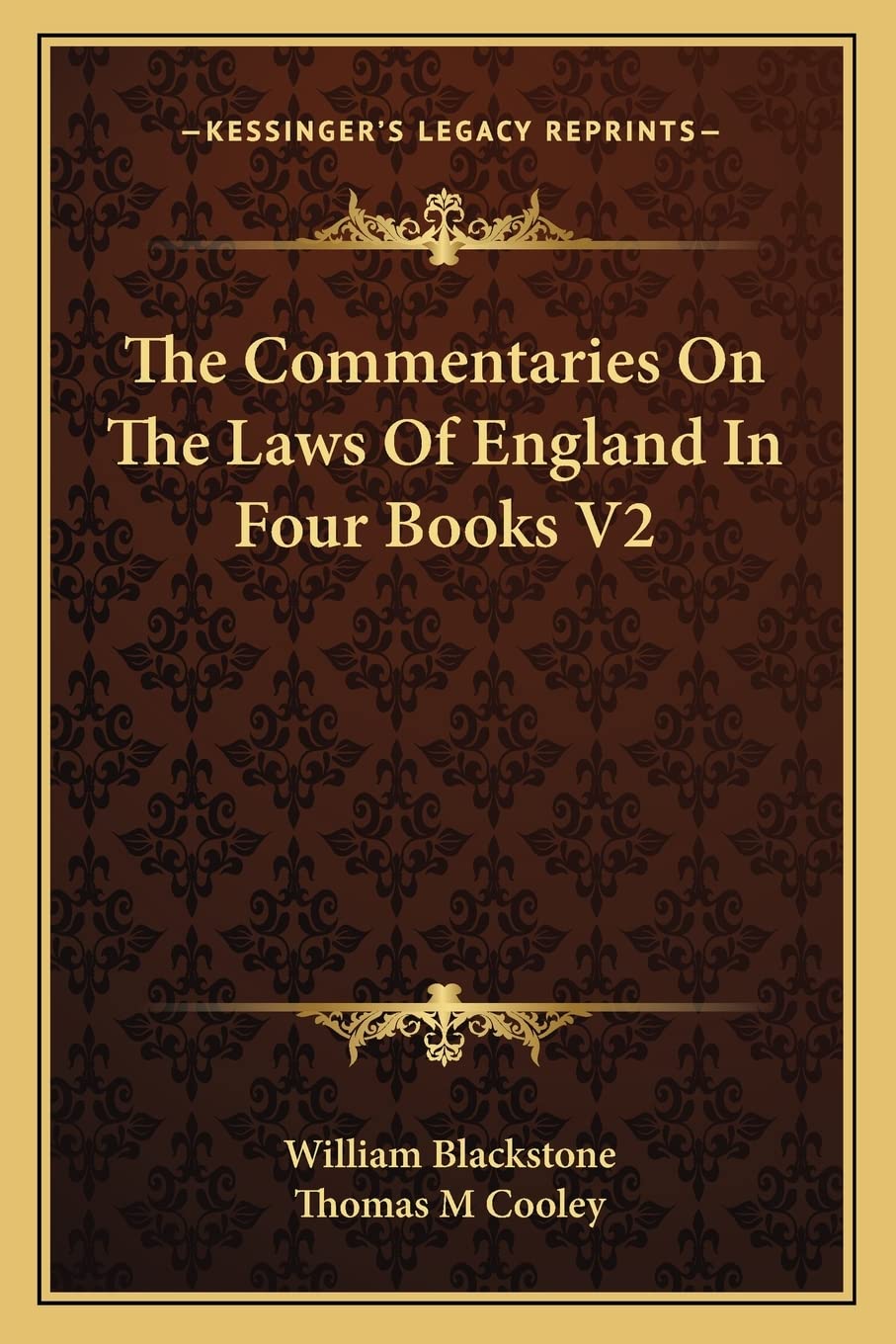 The Commentaries On The Laws Of England In Four Books V2
