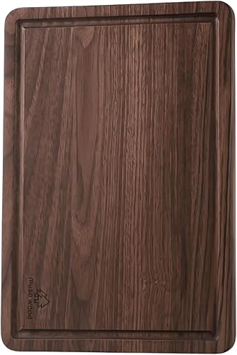 Muso Wood Tabla de cortar de nogal para cocina, tabla de cortar de madera con ranura para jugo y mango lateral, tabla de madera para alimentos y