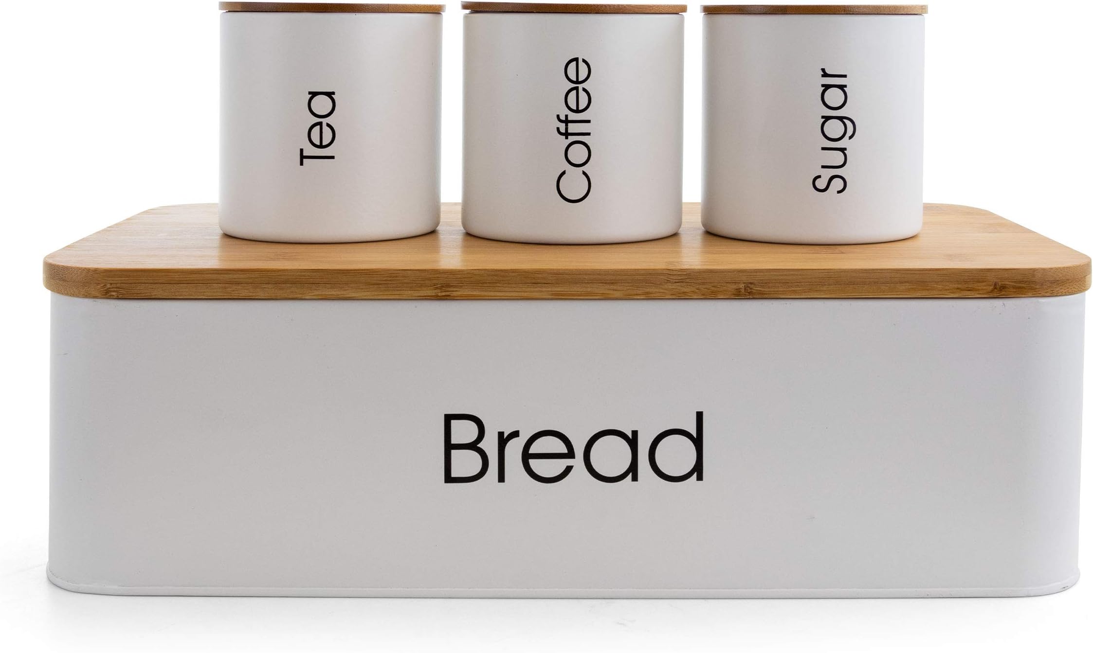 Kitchen Food Storage and Organization 4 Piece Canister Set in White