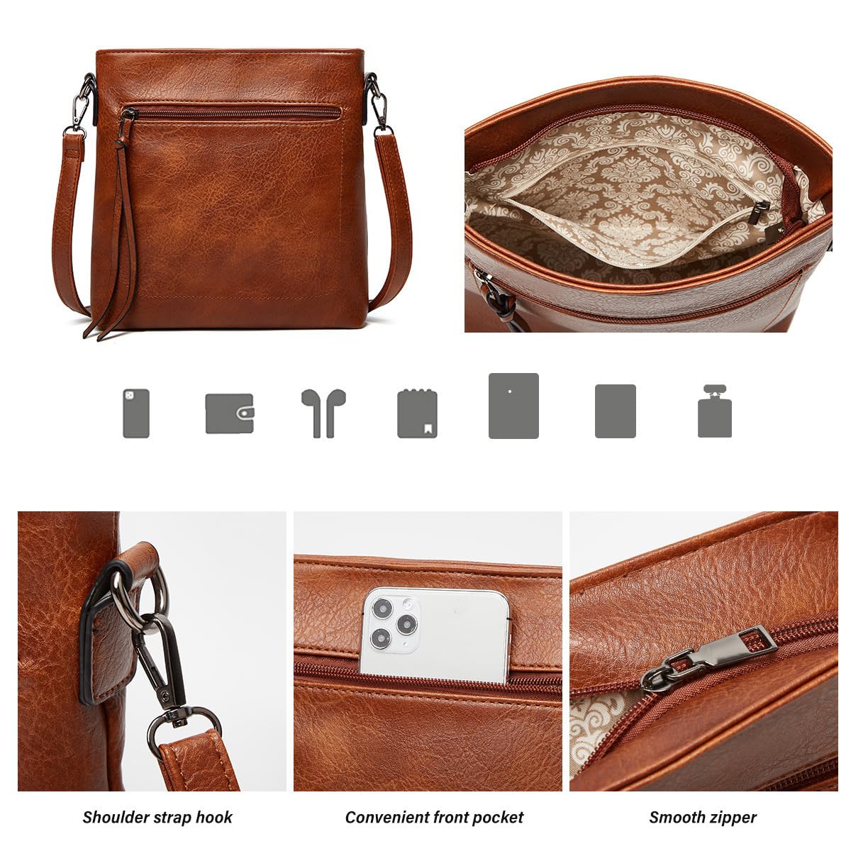 Pahajim Bolsos de Mujer Bandolera Mujer Bolso Hobo PU Piel Bolso Grande Tote de Hombro Conjunto de Bolso y Cartera 3pcs para Shopper,Trabajo