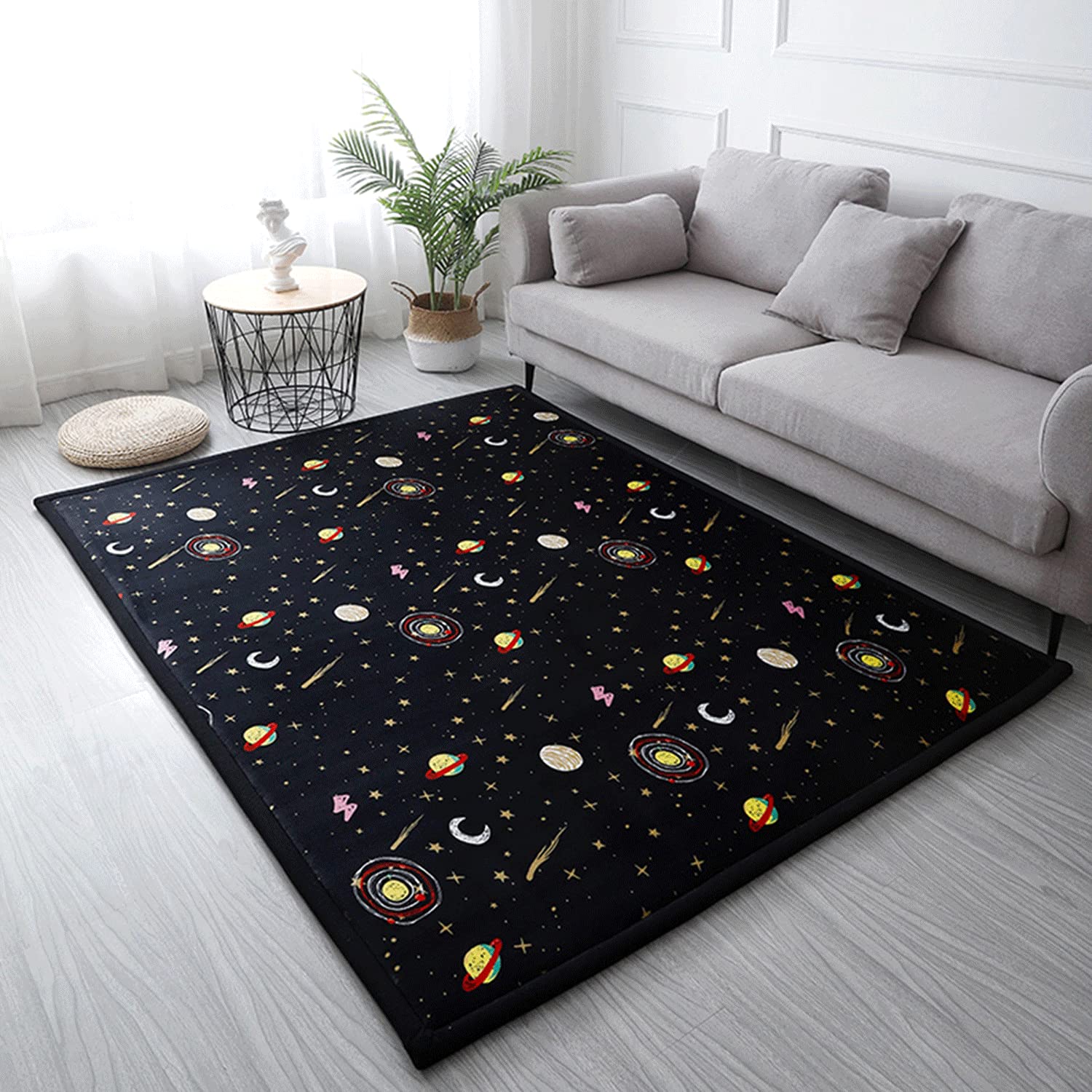 Loartee Coral Velvet Area Rug - 1 Thick Memory Foam Baby Play Mat Washable Toddler Carpet Home Decor