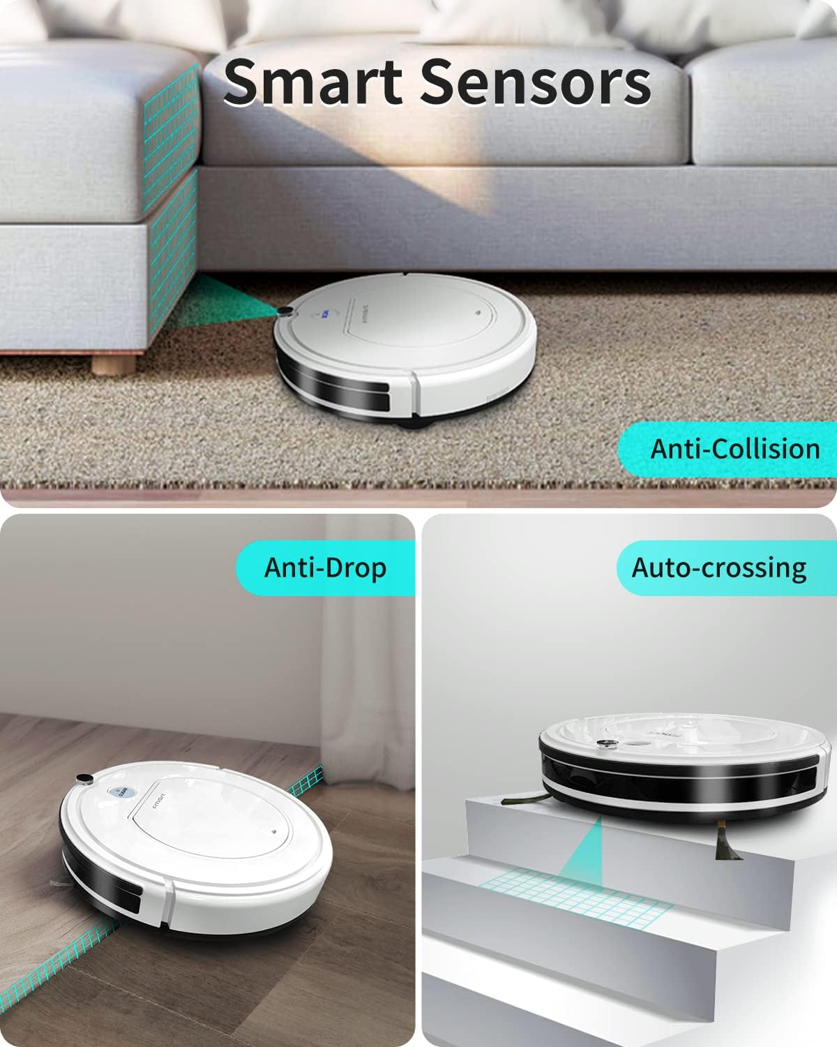 Aspirateur Robot FMART YZ-X1, Gris, Sans Fil, Wi-Fi, Comme Neuf