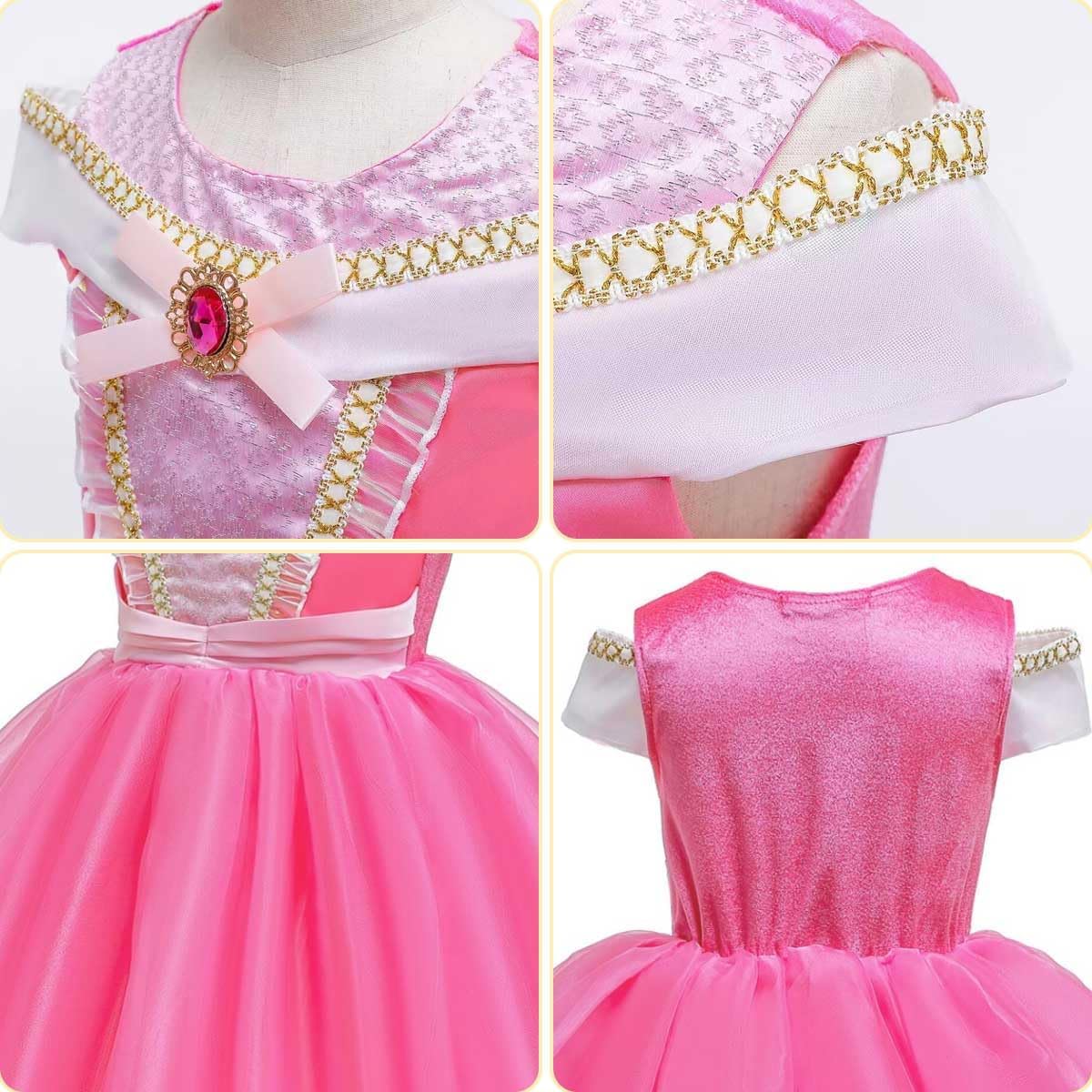 Girls Princess Costume Pink Dress Up Outfit for Halloween Cosplay Carnival Party - Image 5