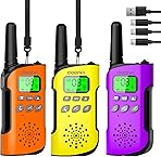 AWANFI Talkie Walkie Enfants Adultes Rechargeable 3 Pièces, Talkie-Walkie Longue Portée Lampe Torche 8 Canaux, Walkie Talkie USB Type C pour Camping, Randoneé, Vélo, Cadeau Jouet pour Fille et Garçon