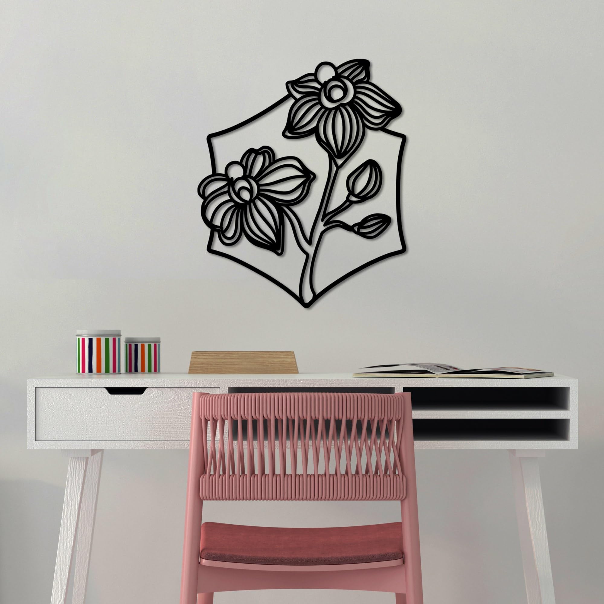 Accessoire mural en métal noir Hanah Home 70x58cm pour salon moderne