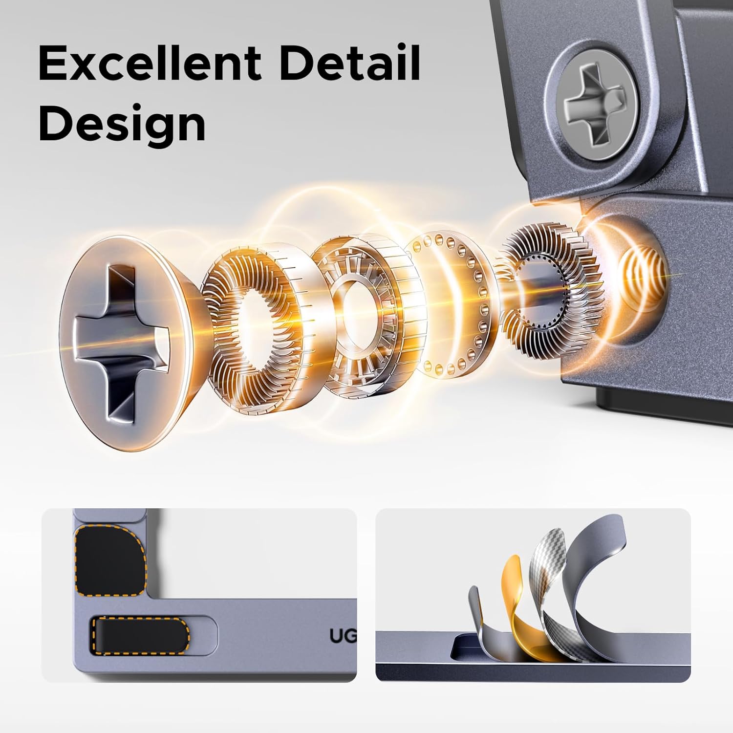 UGREEN Portable Laptop Stand, Foldable & Compact Aluminum Computer Stand Holder for Desk, Adjustable Ergonomic Laptop Riser for MacBook, Travel-Friendly for 10-17 Inch Laptops