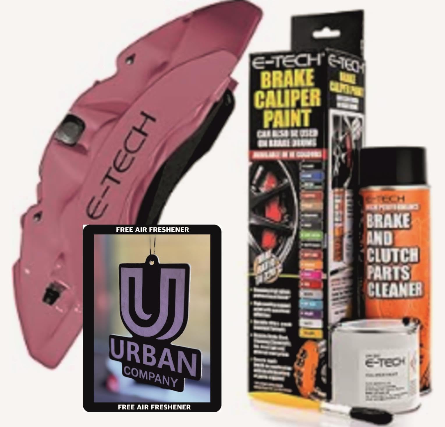 The Urban Company Pink Brake Caliper Paint Complete Kit Inc Paint/Cleaner & Brush Enough For Calipers Inc Free Air Freshener