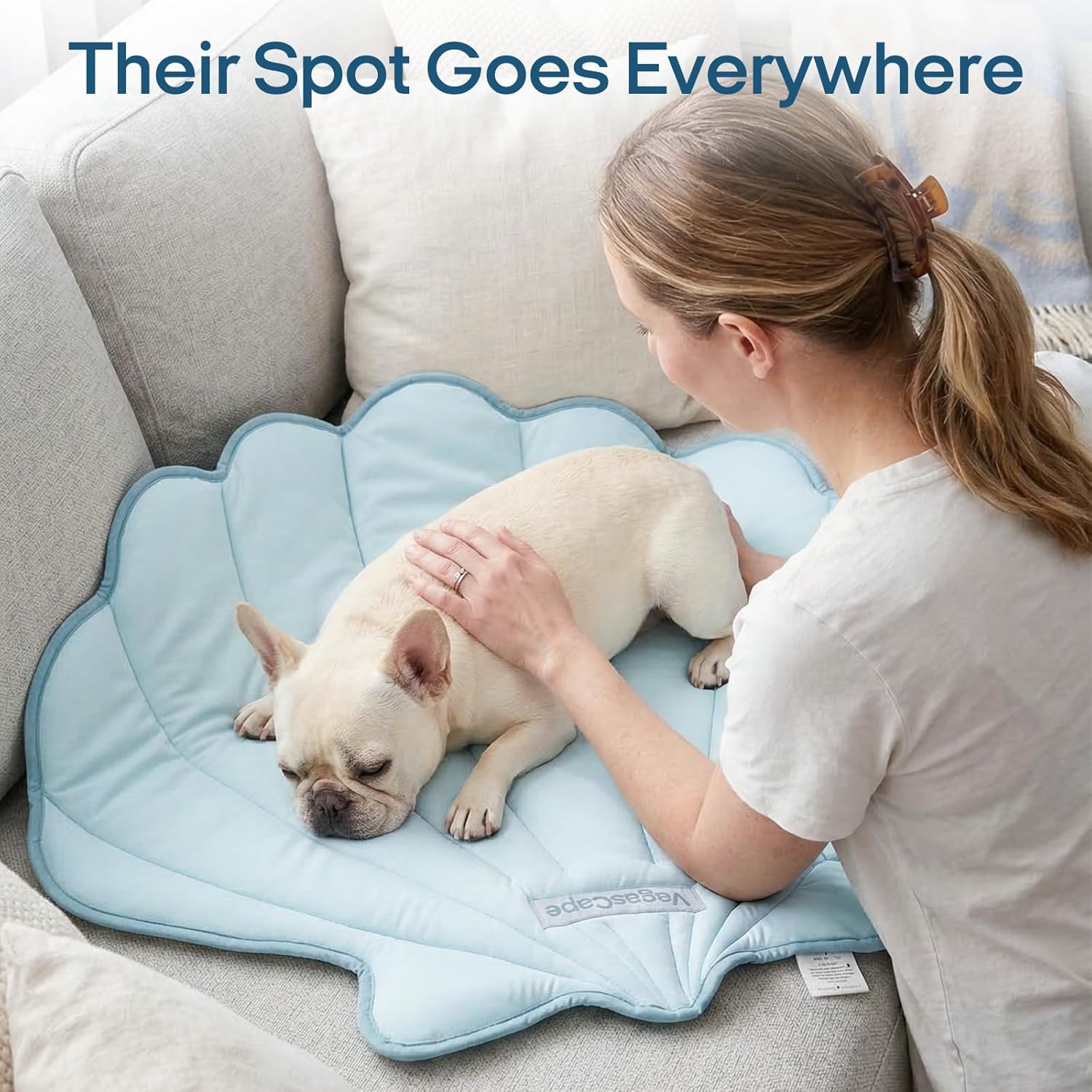 Vagascape Dog Cooling Mat, Washable Pet Cooling Mat, 35" x 33" Thick & Durable Large Cooling Mat for Dogs, Portable Foldable Premium Cooling Pad for Indoor, Outdoor, Travel, Camping, Patio and Beach