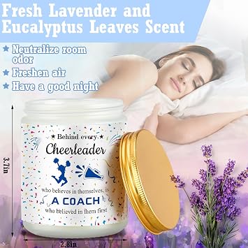 7 Pcs Cheer Coach Gifts for Women Cheerleader Gifts Include Cheer Tumbler Cup, Makeup Bag, Compact Mirror, Candle Cheerleader Card for Coach Birthday(Blue)