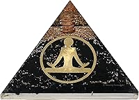Vista 18 de Pirámide de orgón grande Cristal de pirámide de turmalina negra Pirámide de orgonita OM Pirámides de órgano Curación de energía positiva