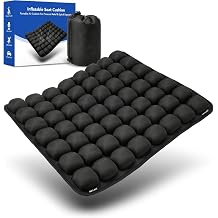 Inflatable Seat Cushion, Portable Travel Cushion with 56 Air Cell | Airplane Seat Cushion for Long Flights, Travel Cushion for Sciatica Pain Relief, Portable Cushion for Car, Office & Airplane