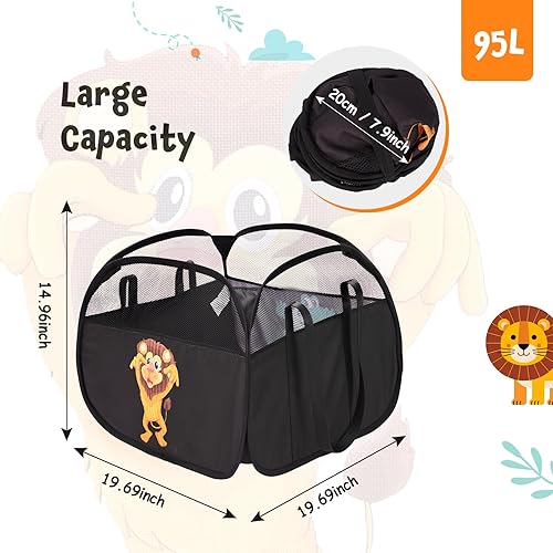 Miniatura 5 de YOHOOLYO Organizador de pañales para bebés y cesta de almacenamiento de juguetes de 95 litros para niños, bebés, niños pequeños