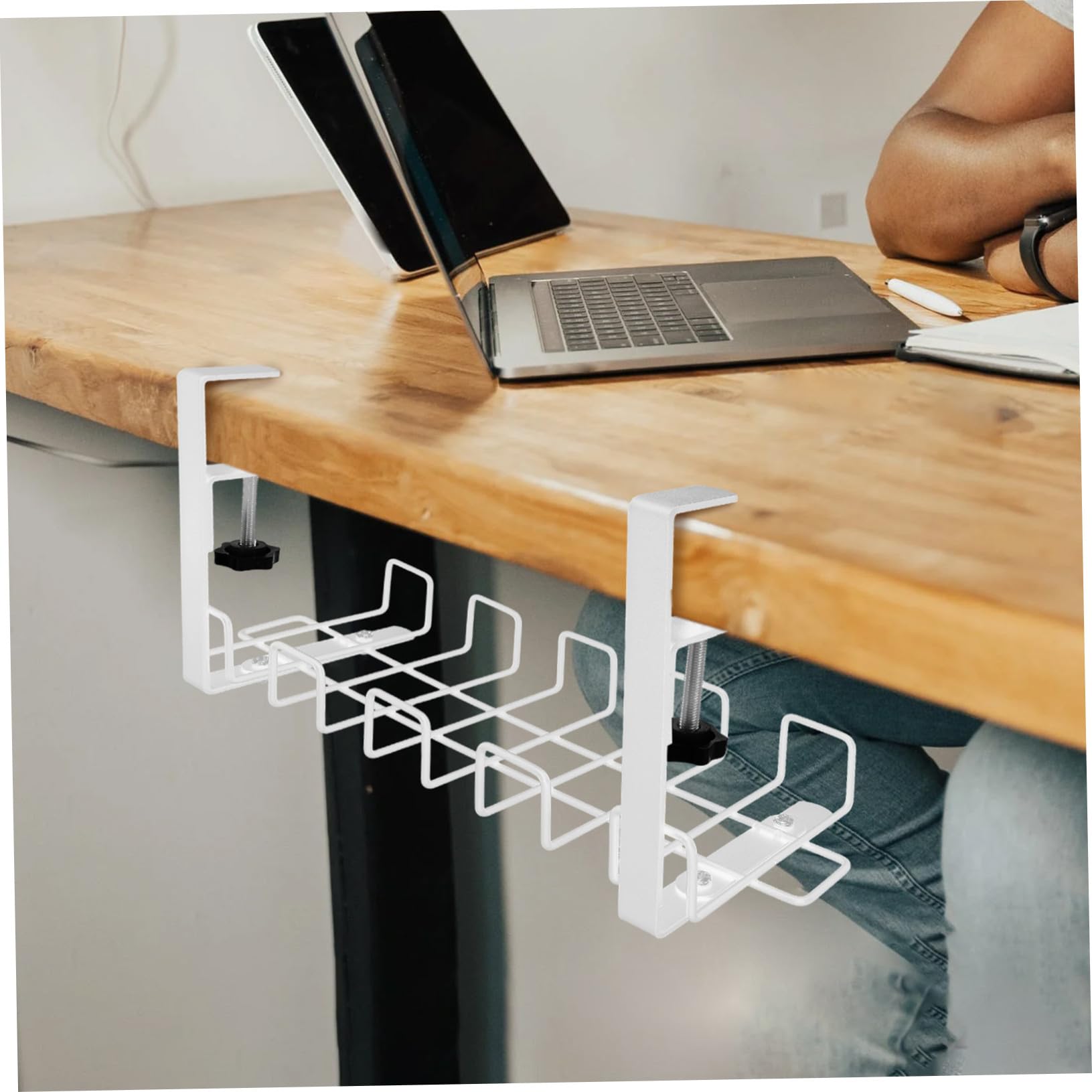 Organisateur Blanc au Acier Carbone Câbles de Bureau