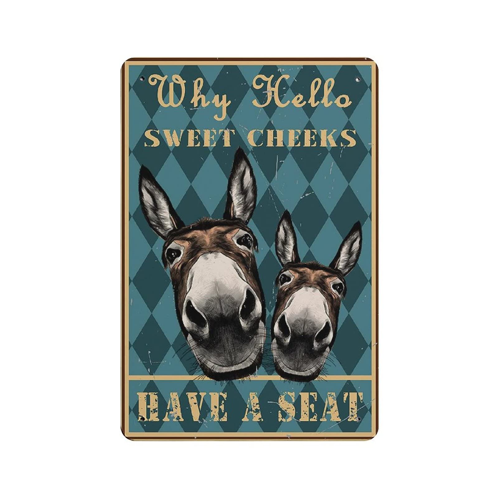 rayprint Metal Tin Sign Sweet Cheeks Vintage Tin Poster Metal Sign Wall Decoration Country Kitchen Home Garage Decor 12"x8"