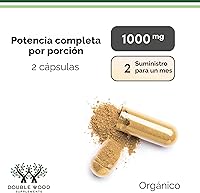 Vista 3 de Double Wood - Cápsulas de suplemento de hongo melena de león, suministro de 2 meses (120 cápsulas), para apoyo cerebral y salud inmunológica