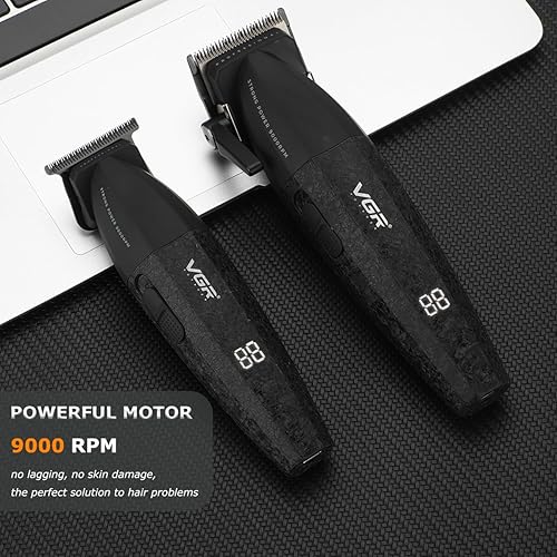 Miniatura 6 de VGR 640 cortapelos profesionales para hombres, juego de cortapelos y recortadoras inalámbricas de 9000 rpm, kit de corte de pelo con hoja en T sin