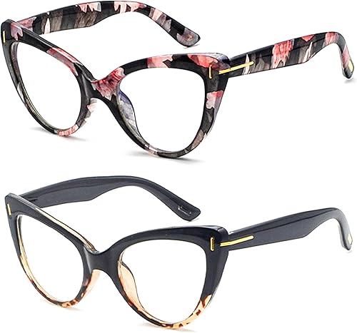 Miniatura 2 de Lentes de lectura para computadora con marco de ojo de gato, elegantes lentes de lectura con bloqueo de luz azul para mujeres, 2 pares, 2.25 pulgadas