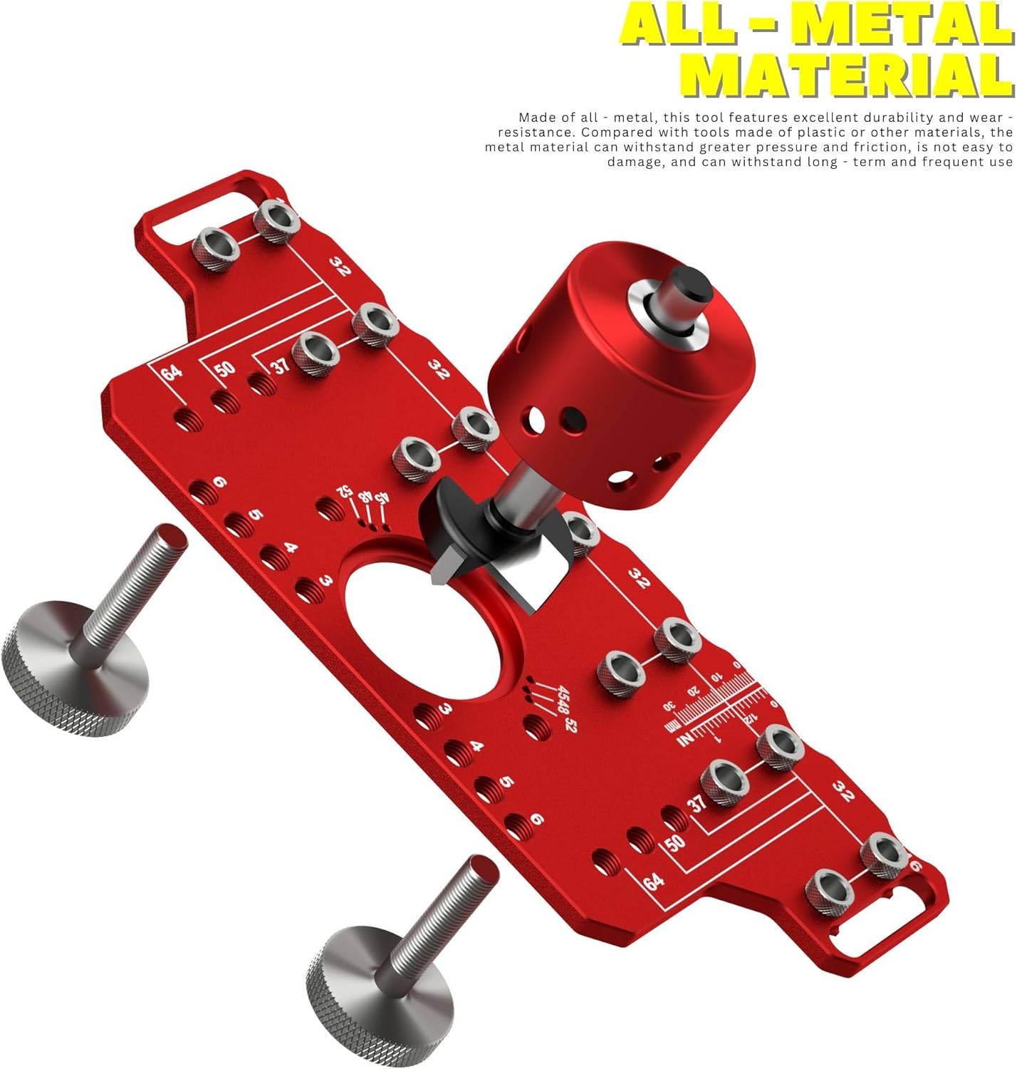 Shelf Pin Jig, 2 in 1 Concealed Hinge Jig with 35mm Hole Drill Bits, Aluminum Alloy Self Contained Clamping Tool for Cabinet Door Hinge Hole Positioning, Cabinet Hinge Jig for Woodworking