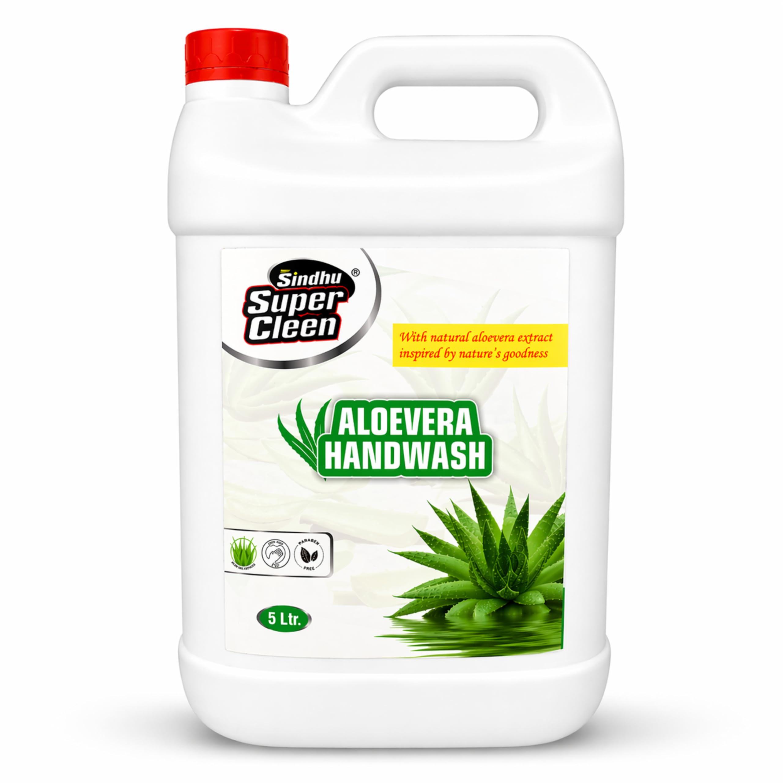SINDHU SUPER CLEEN Handwash Liquid Aloe Vera 5 Litre | Liquid Hand Wash for Daily Hand Cleaning | Bulk Pack for Home, Office, Kitchen & Bathroom Use