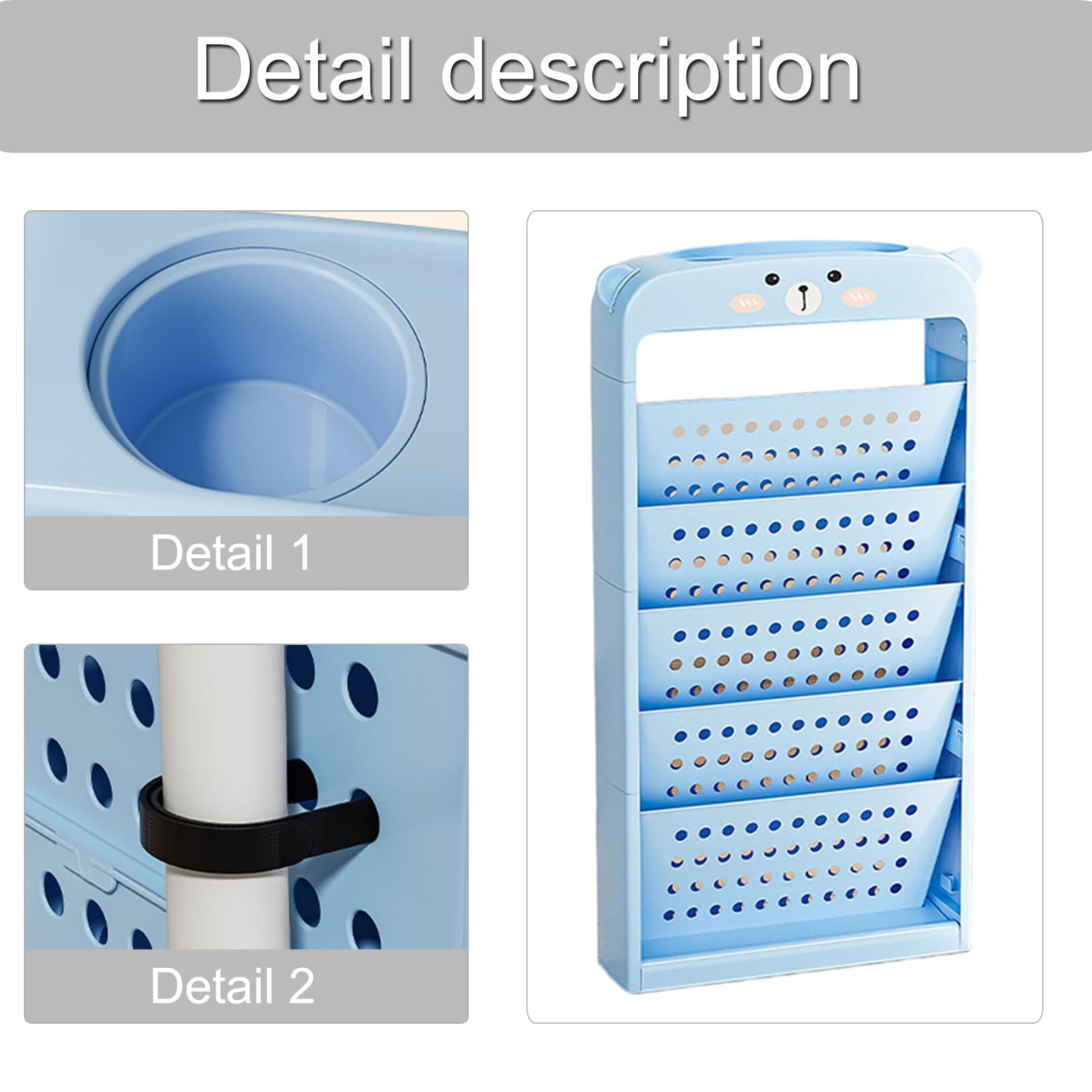 Chariot de rangement à roulettes de grande capacité, organiseur amovible multi-usages pour enfants et adultes