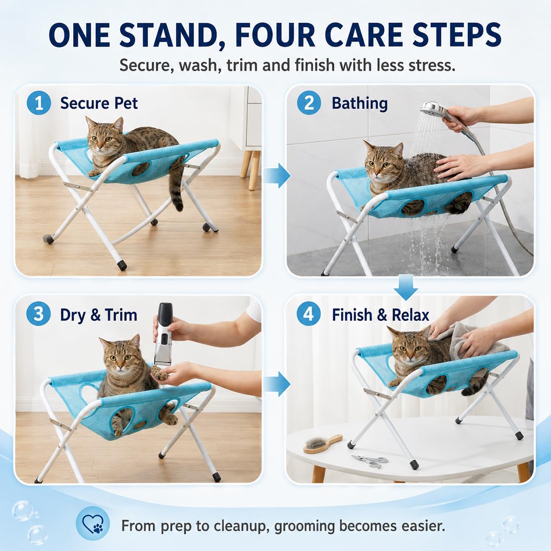 Hundepflege-Hängematte mit Gestell für Katzen & kleine Hunde