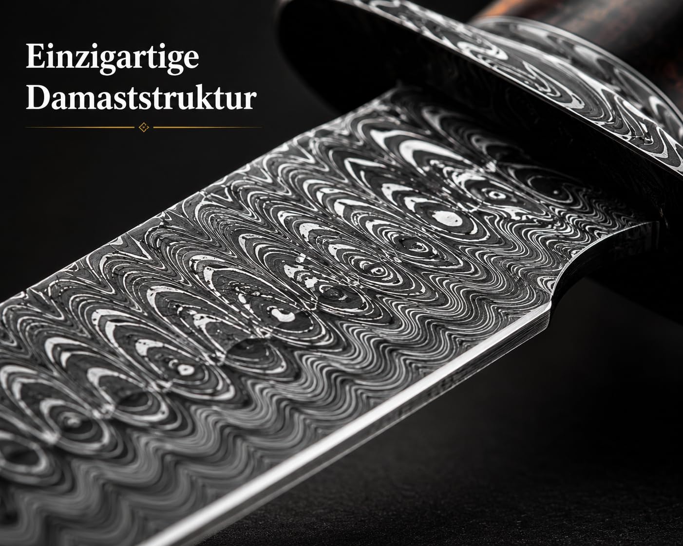 Custom Handmade hunting knife, 26 cm blade made of Real Damascus steel, rosewood handle,39 cm overall length, Real leather sheath. (Vintage-4)