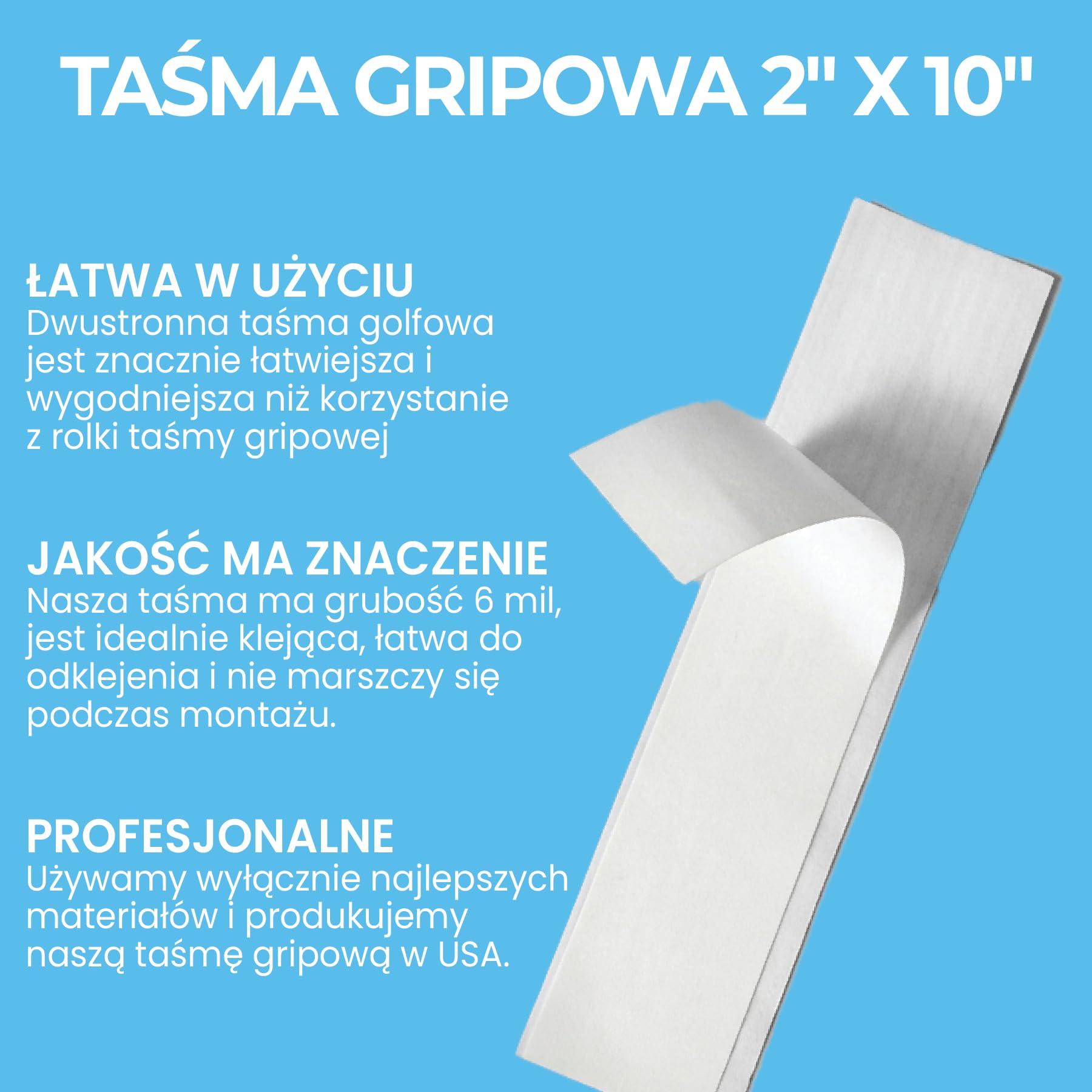 Taśma do Gripów Golfowych Wedge Guys 15,30 & 50 Pasków - Samoprzylepna Taśma Montażowa 5x25cm - Łatwe Odklejanie i Wymiana Gripów w Domu - Dwustronny Klej do Kijów Golfowych o Grubości 0,16mm