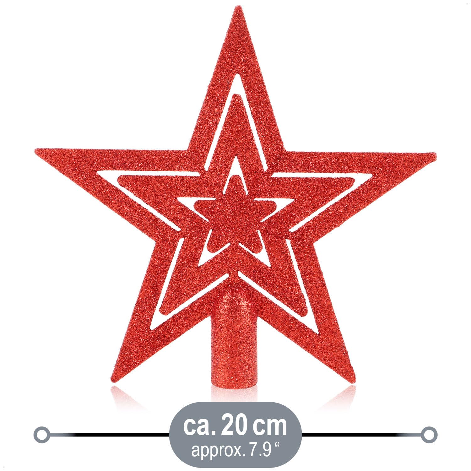 com-four® Weihnachtsbaumspitze Glitzer-Stern, Stern-Spitze | Christbaumspitze für jede Baumspitze