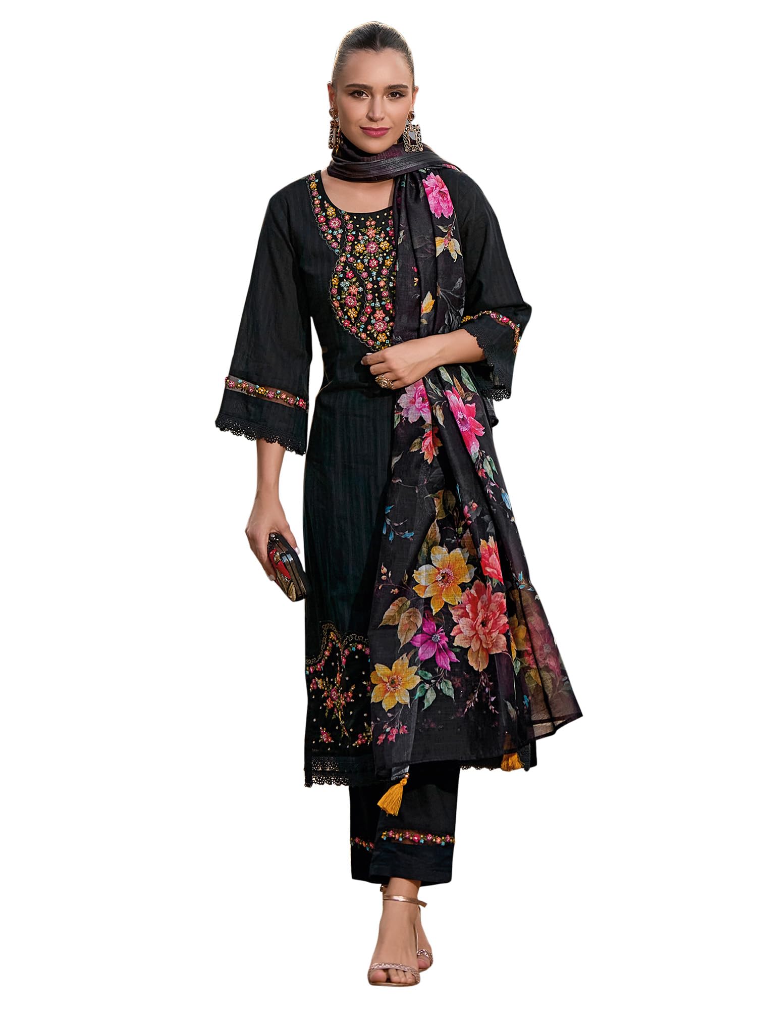 indo era Women Pure Cotton Kurta Set with Dupatta | Festive Suit Set, 6229-picture-32