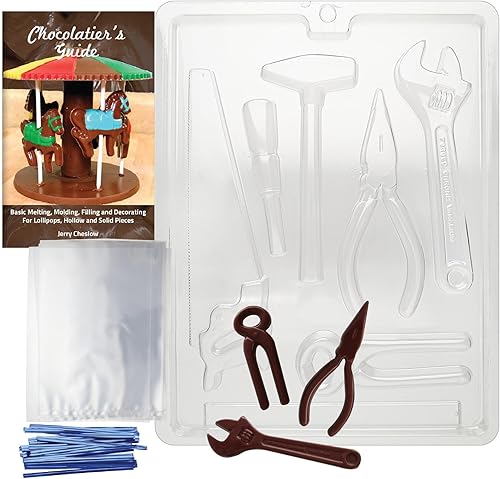 Cybrtrayd Mdk25BBk-D066 "Tools Surtido Dads" Molde de caramelo de chocolate con paquete de 25 bolsas para violonchelo, 25 lazos azules y guía de disponible en Yaxa Colombia
