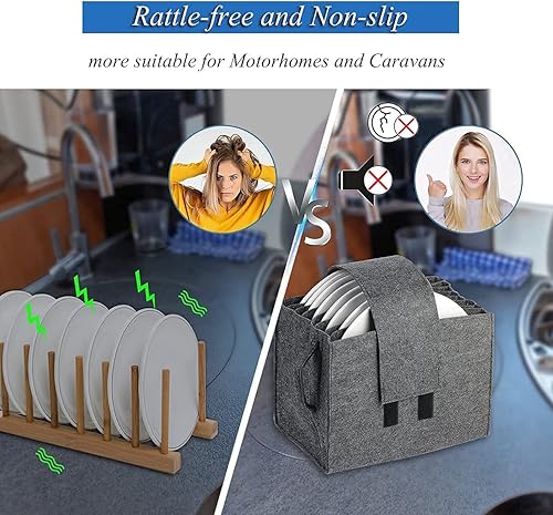 Miniatura 6 de Contenedores de almacenamiento de placa de fieltro para caravana, bolsa de soporte de platos de camping para 8 platos, bolsa de fieltro de