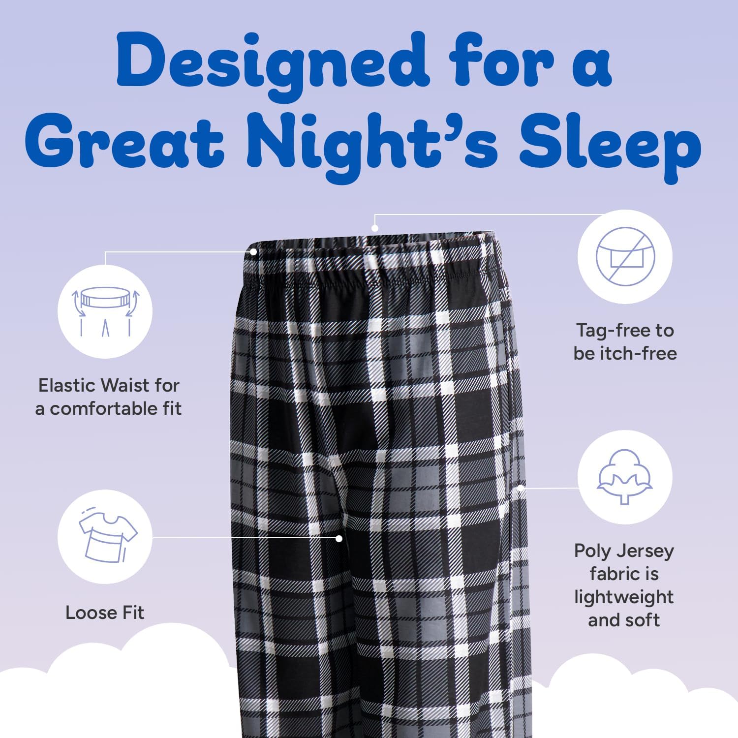 US Angels Boys Pajamas Set | 3-Piece Pant, Shirt, Shorts Sleepwear Pjs for Kids | Loose Fit, Soft, Breathable Blue Plaid - Image 4