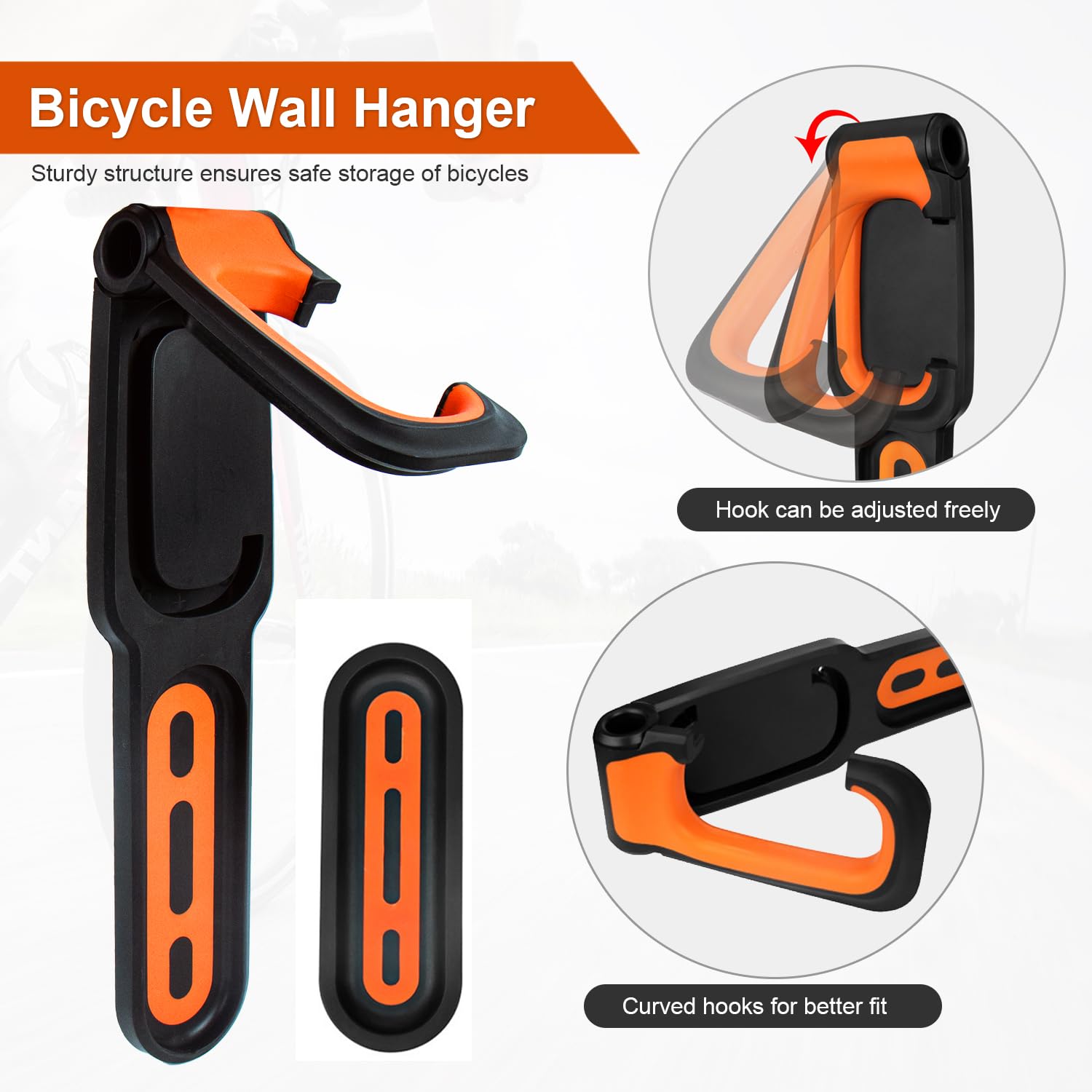 Wall Bike Hanger, Wall Mount Bike Holder, Wall Mount for Different Sizes Wall Mount for Mountain Bike and Road Bike - Image 3