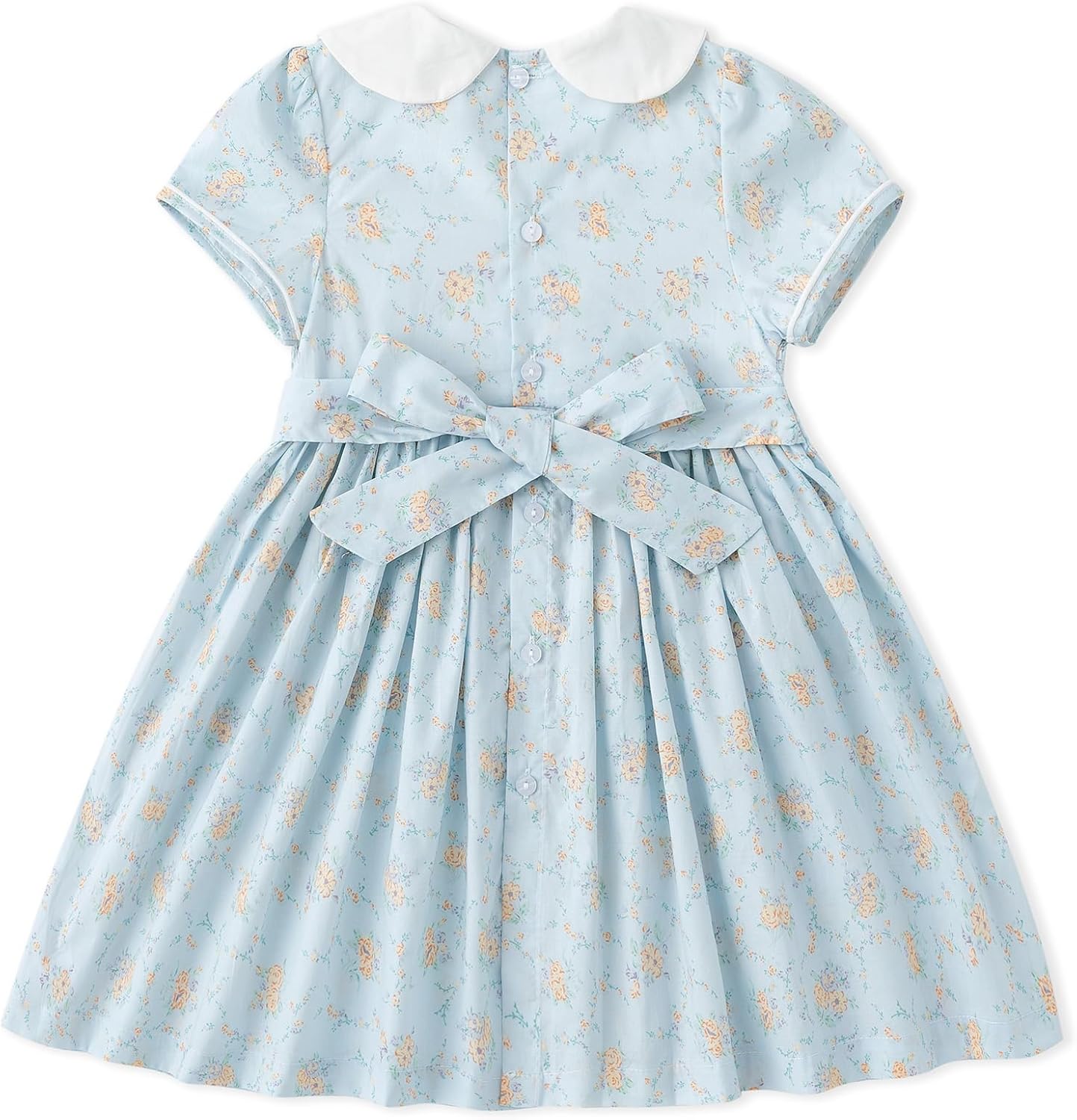 Simplee Kids Light Blue Toddler Summer Dress - Floral Smocked Dress 18M - Image 2