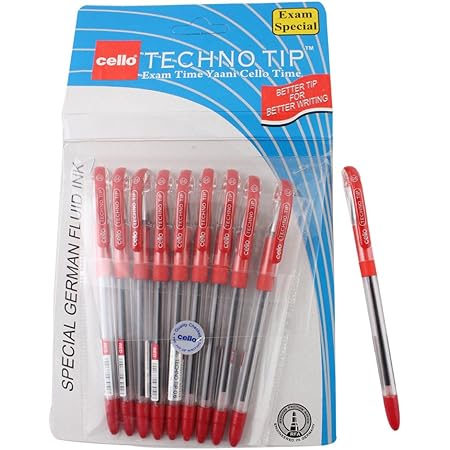 Cello Techno Tip Ballpoint Pens, Red - Pack of 10 : Amazon.in
