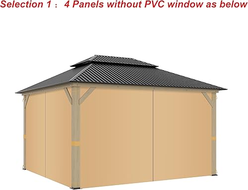 Miniatura 2 de Garden Sunny 2 paneles de 10 x 10 pies, cortinas universales de repuesto para glorieta de privacidad, cortinas de sombra, protección de paredes