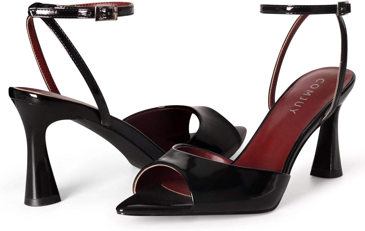 High Heels for Women Peep Pointed Toe Kitten Heeled Sandals Strappy Flared Heels Elegant Leather Sandals Comfortable Chic Summer Prom Wedding Sexy Dress Shoes - Image 5