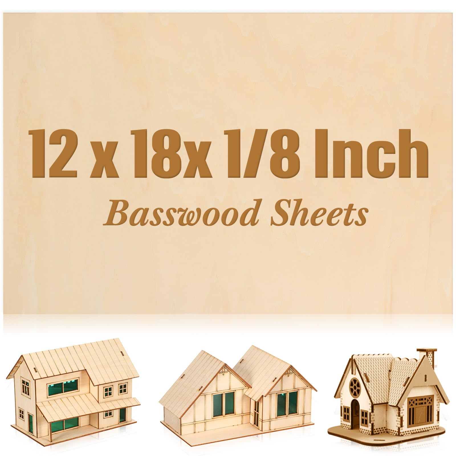 Riakrum Fogli di legno di tiglio compensato, per progetti fai da te, laser, architettonici, mini edifici, hobby, modellismo (30,5 x 45,7 x 0,3 cm, 1)