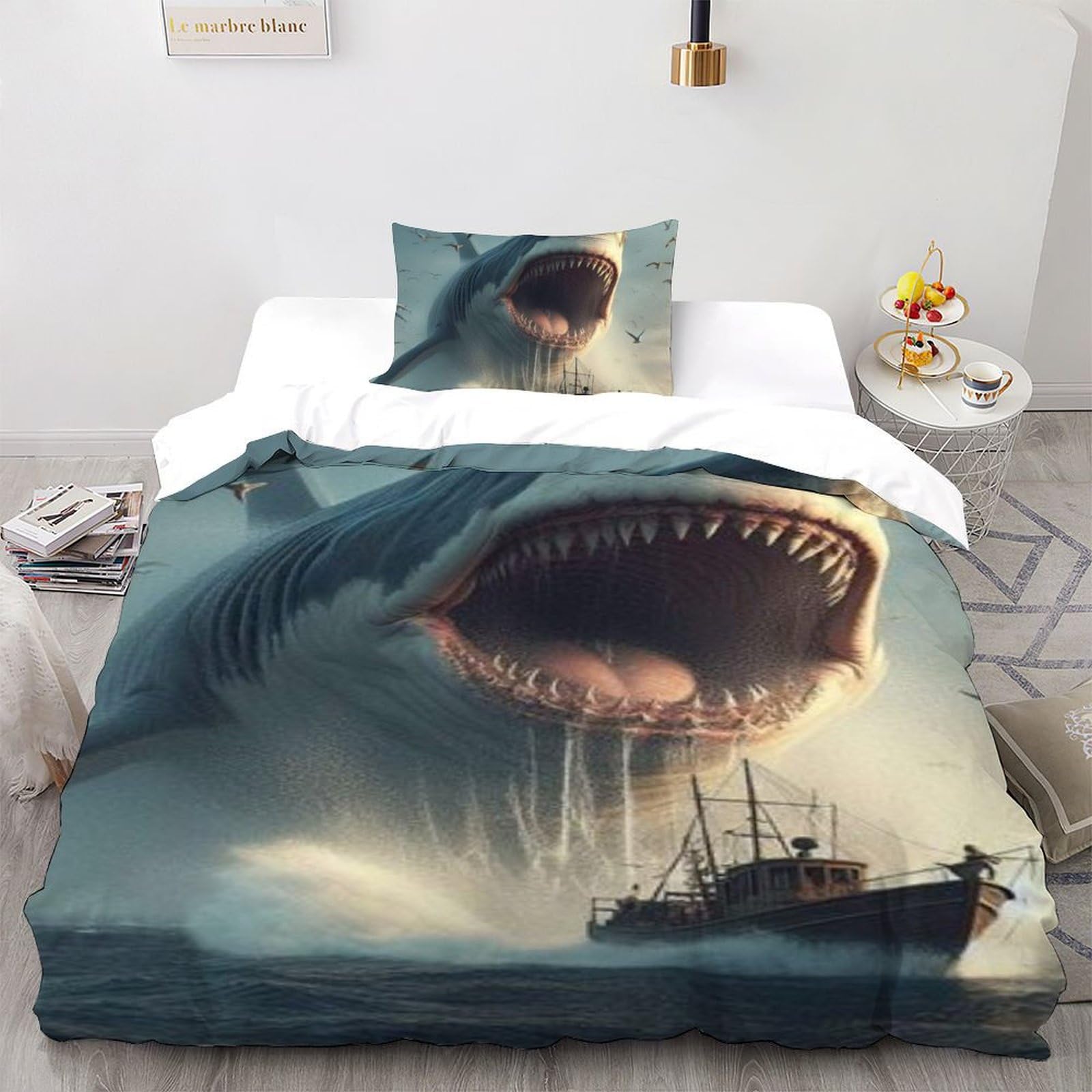 Housse de couette animaux marins avec fermeture éclair fluide 135x200cm