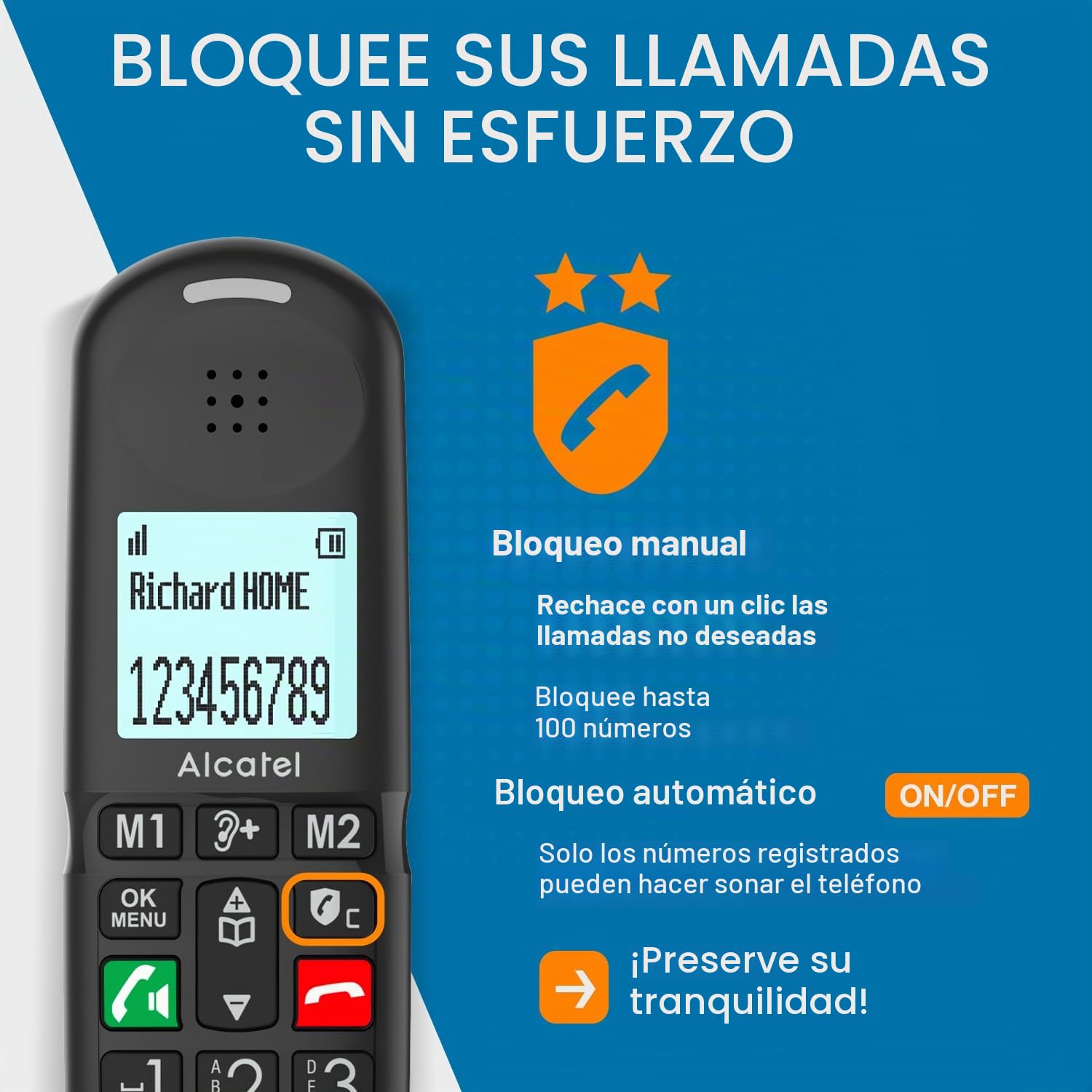 ALCATEL XL685 Voice - Teléfono Fijo inalámbrico DECT Senior con contestador - Pantalla de Alta legibilidad - Teclas Grandes - Audio Boost - Manos Libres - Bloqueo de Llamadas - Negro