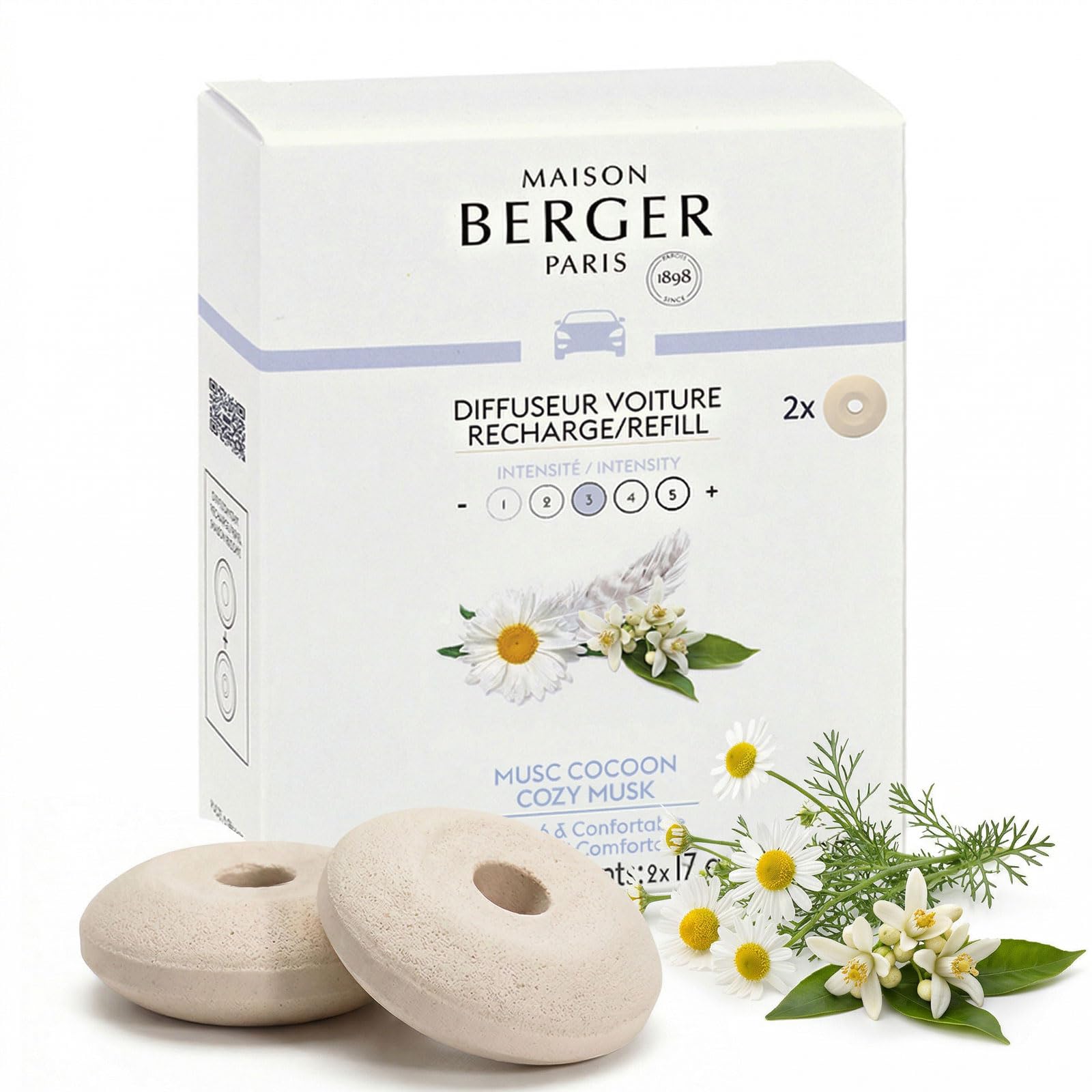 MAISON BERGER Car Diffuser Refill Cozy Musk Pack of 2 Ceramics Ceramic refill