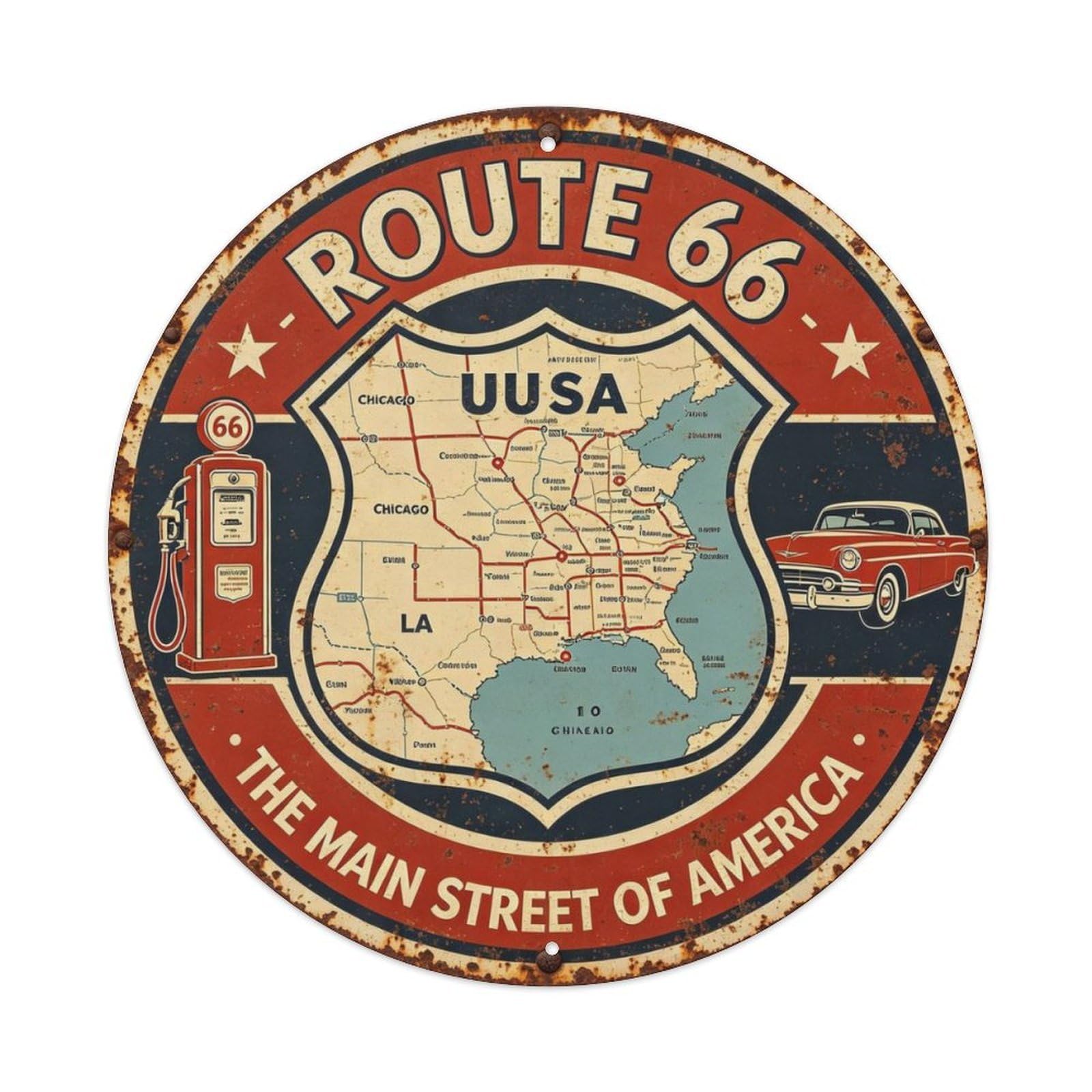 Route 66 Metal Tin Sign Plaque