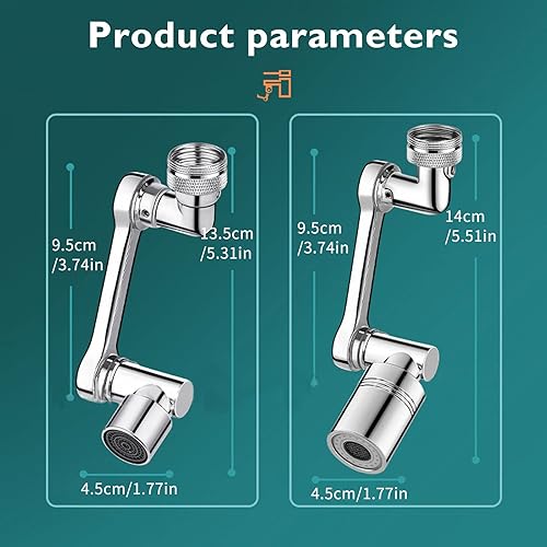 Miniatura 2 de Extensor de grifo giratorio de 1080 adaptador universal de grifo de filtro giratorio de gran ángulo para cocina baño con 1 modo de salida de agua